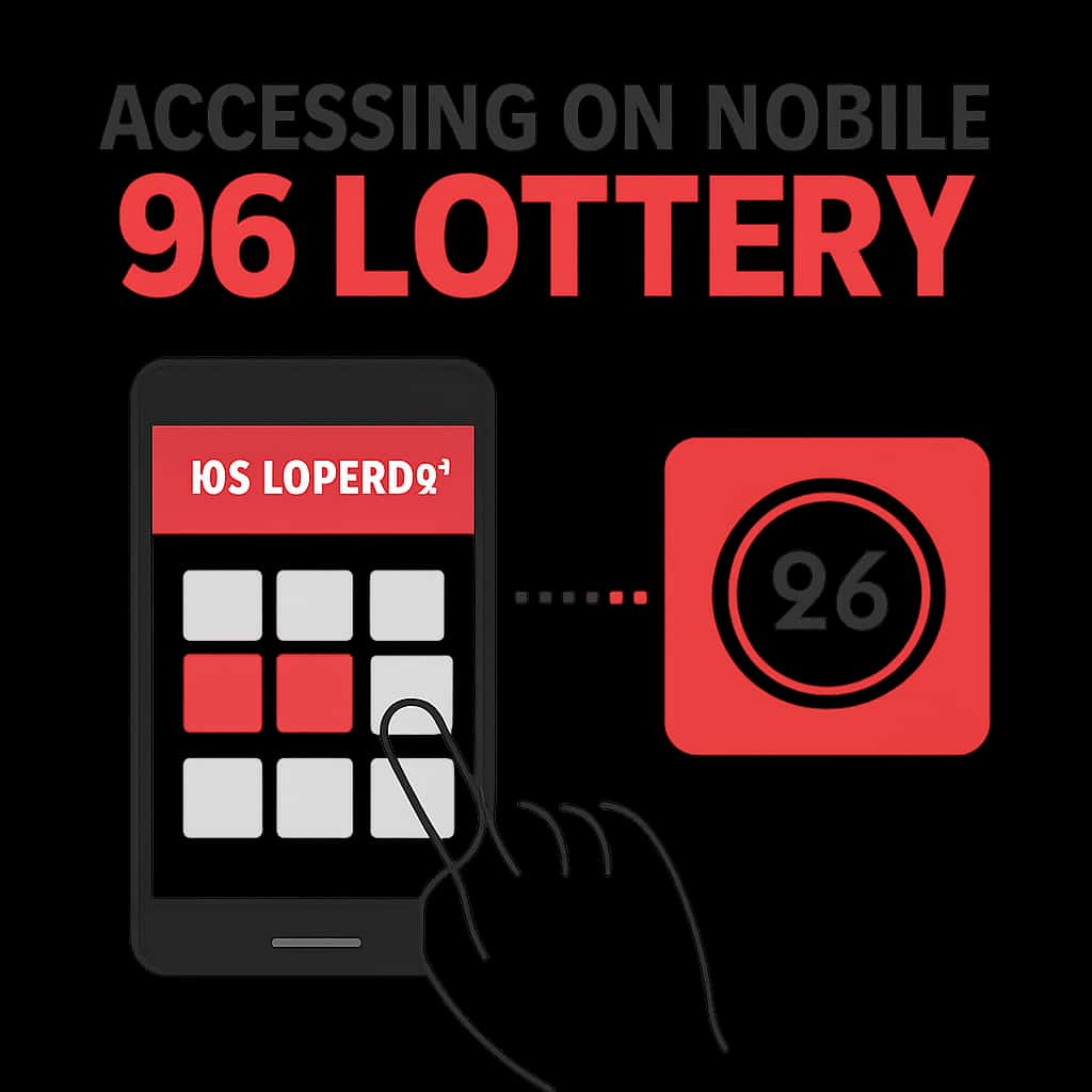 An educational diagram detailing the mobile access features of 96 Lottery.