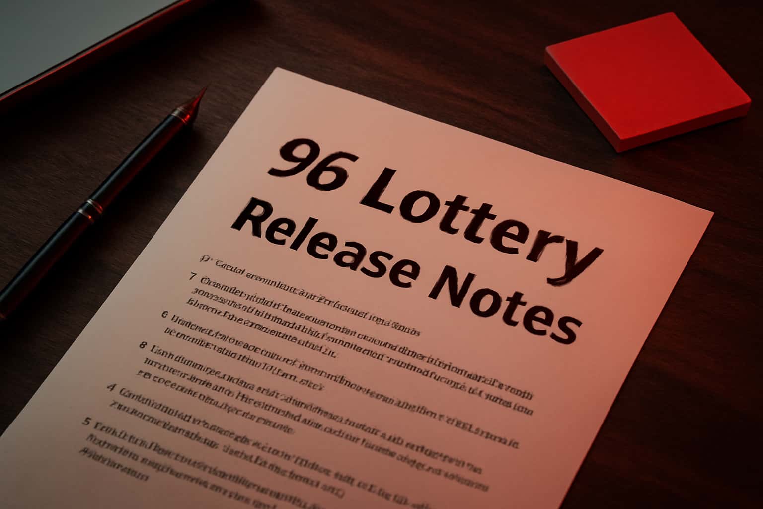 Visual representation of 96 Lottery Release Notes showcasing updates and features.