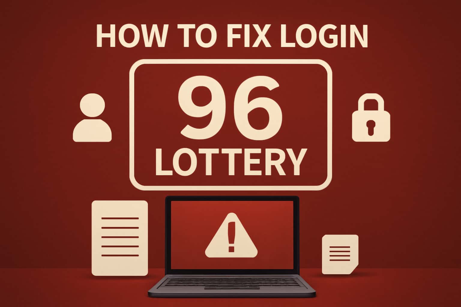 A high-tech visual representation of resolving login issues for the 96 Lottery platform.