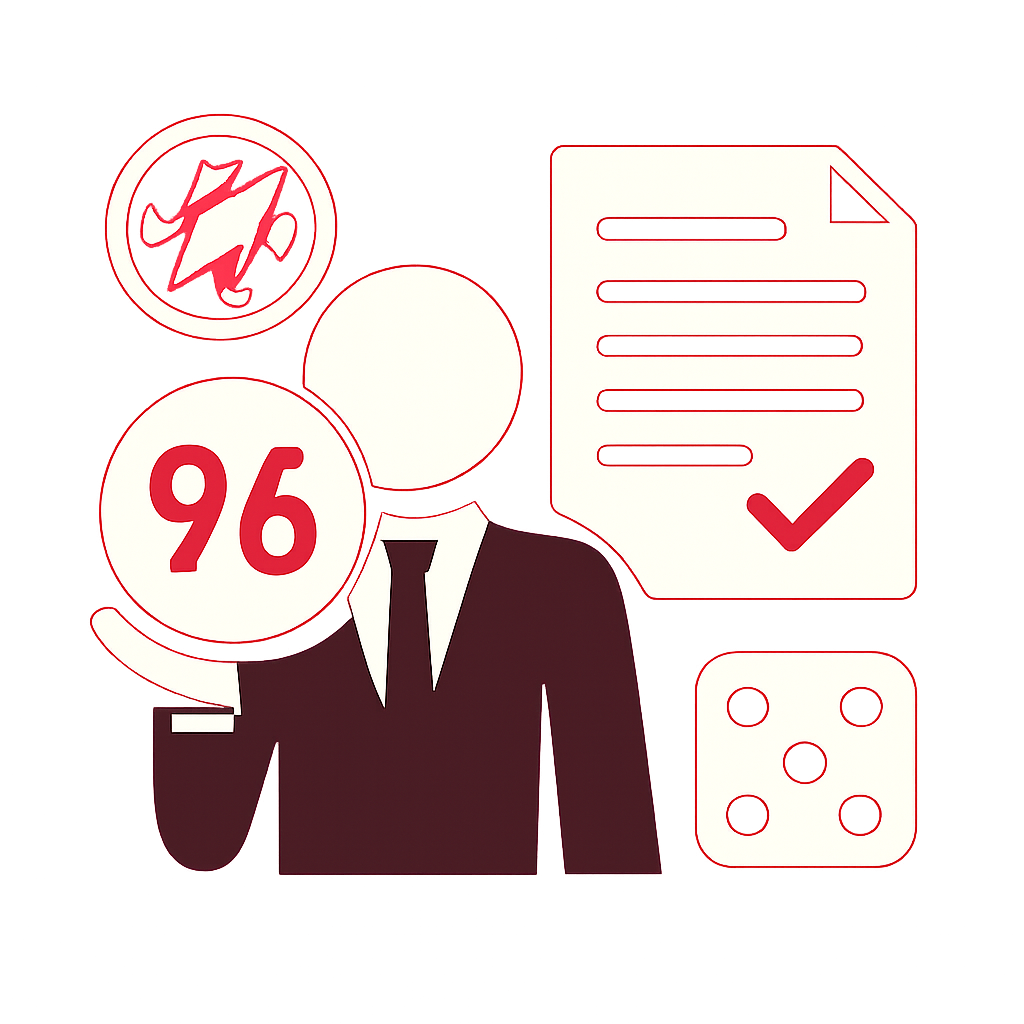 An educational diagram detailing the 96 Lottery User Experience Guide.