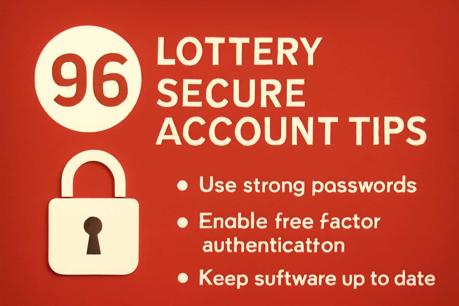 A high-tech visual representation of Secure 96 Lottery Account Tips with emphasis on security and account management.