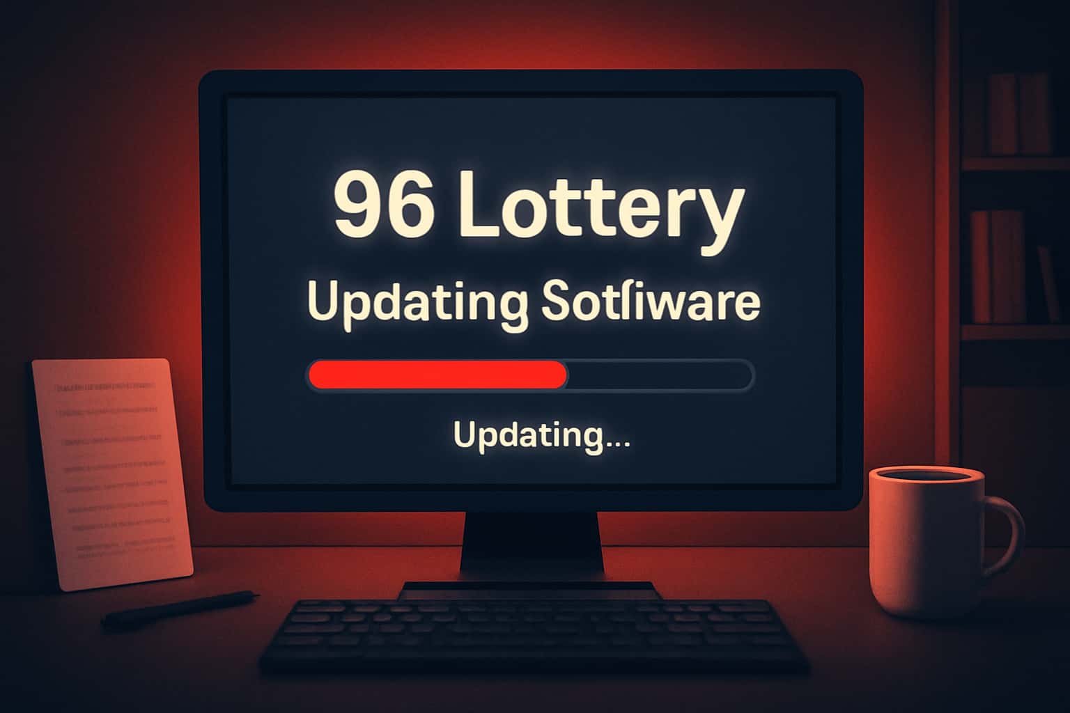 Informational scene showcasing the process of updating 96 Lottery Software.